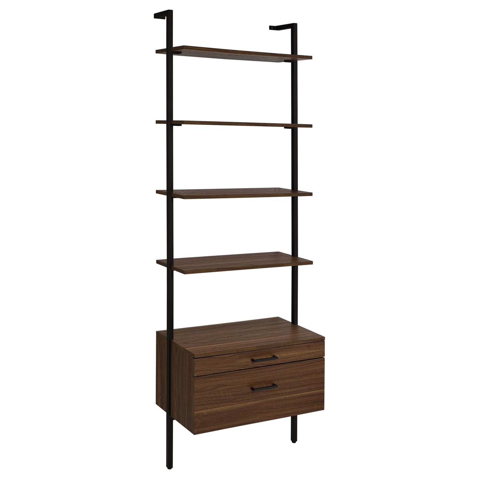 Owens - 4 - Shelf Storage Wall Bookshelf - Walnut Etageres modern furniture Contempo Furniture