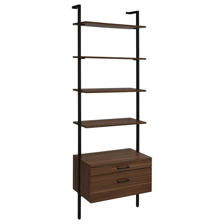 Owens - 4 - Shelf Storage Wall Bookshelf - Walnut Etageres modern furniture Contempo Furniture