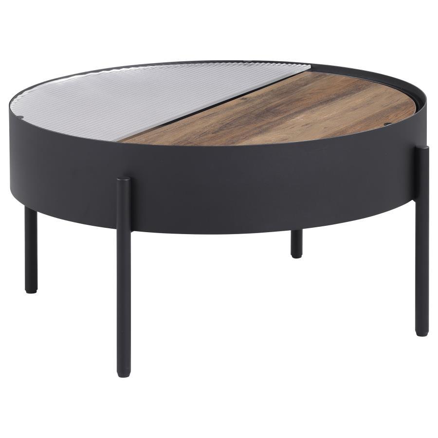 Ozella - 2 Piece Round Coffee And End Table Set - Sandy Black Table Set modern furniture Contempo Furniture