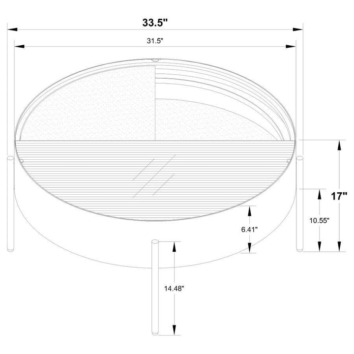 Ozella - Round Coffee Table With Hidden Storage Sandy - Black Coffee Table modern furniture Contempo Furniture