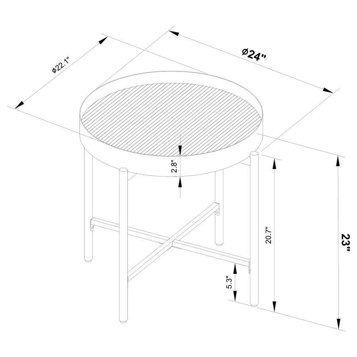 Ozella - Round End Side Table With Recessed Top Sandy - Black End Table modern furniture Contempo Furniture