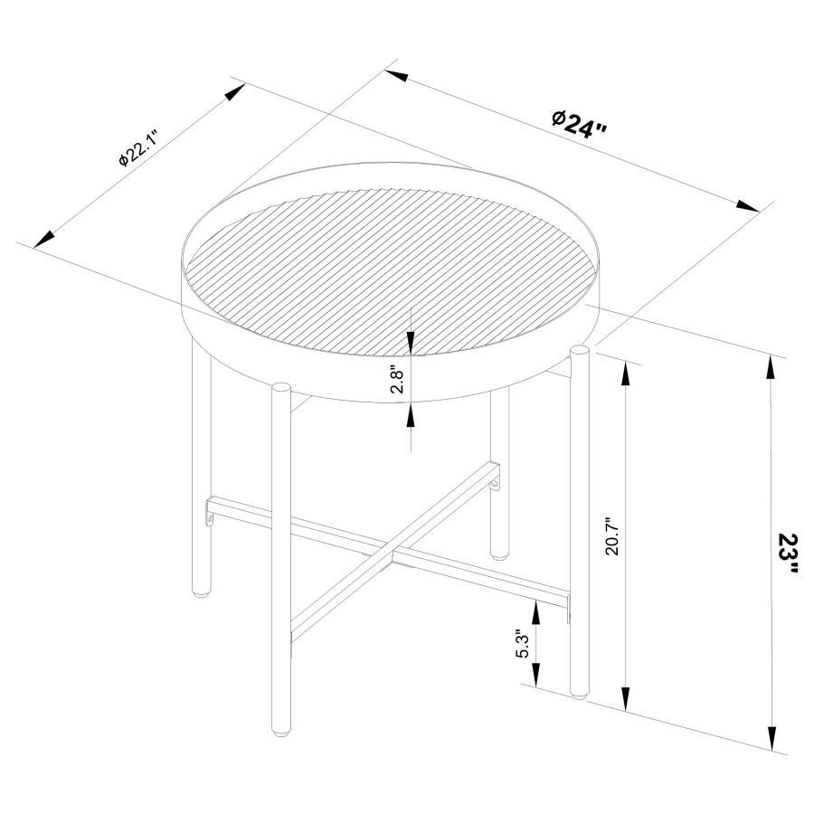 Ozella - Round End Side Table With Recessed Top Sandy - Black End Table modern furniture Contempo Furniture