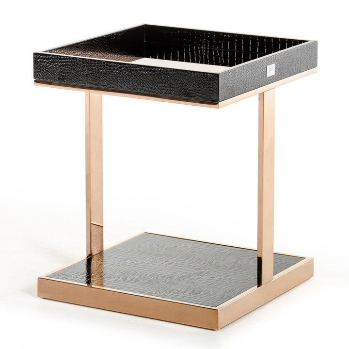 Padua Modern Small Champagne &amp; Rosegold End Table
