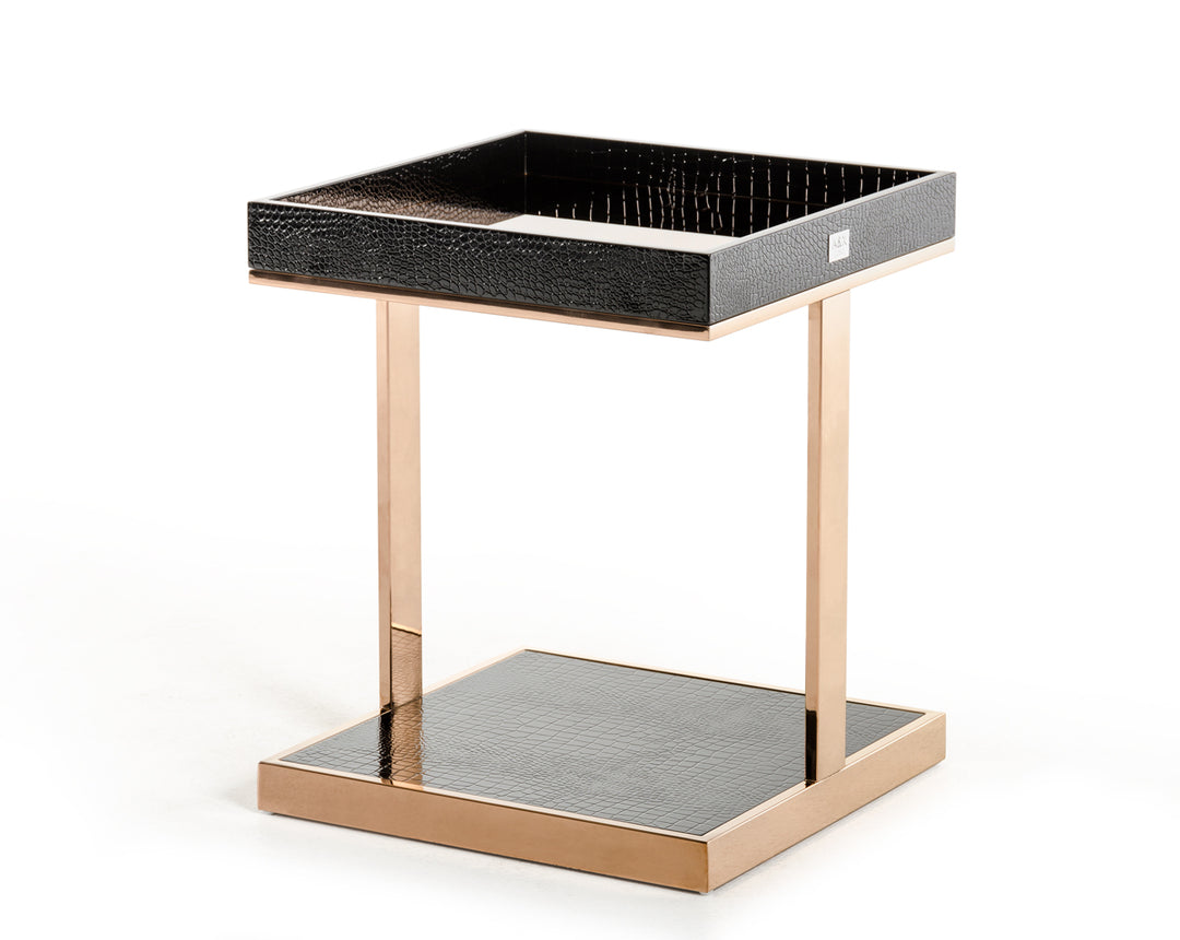 Padua Modern Small Champagne & Rosegold End Table