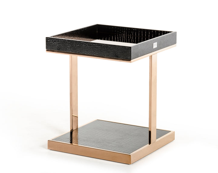 Padua Modern Small Champagne & Rosegold End Table