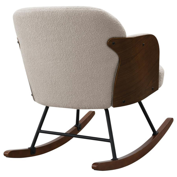 Paige - Boucle Upholstered Mid Back Rocking Chair - Beige Rocker Chair modern furniture Contempo Furniture