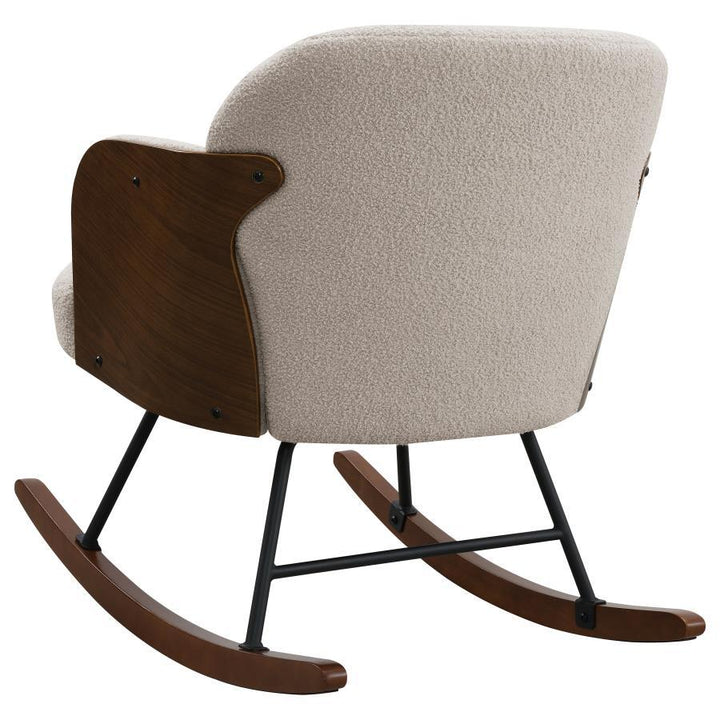 Paige - Boucle Upholstered Mid Back Rocking Chair - Beige Rocker Chair modern furniture Contempo Furniture