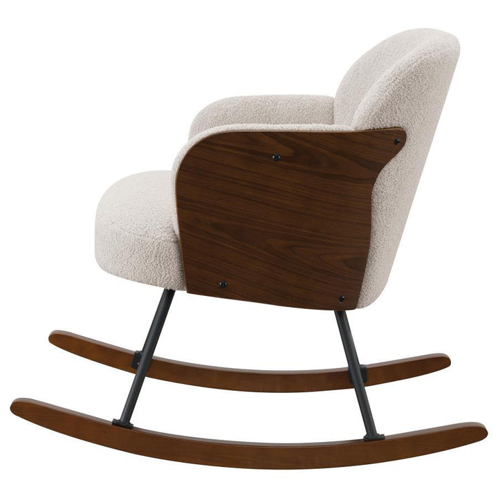 Paige - Boucle Upholstered Mid Back Rocking Chair - Beige Rocker Chair modern furniture Contempo Furniture