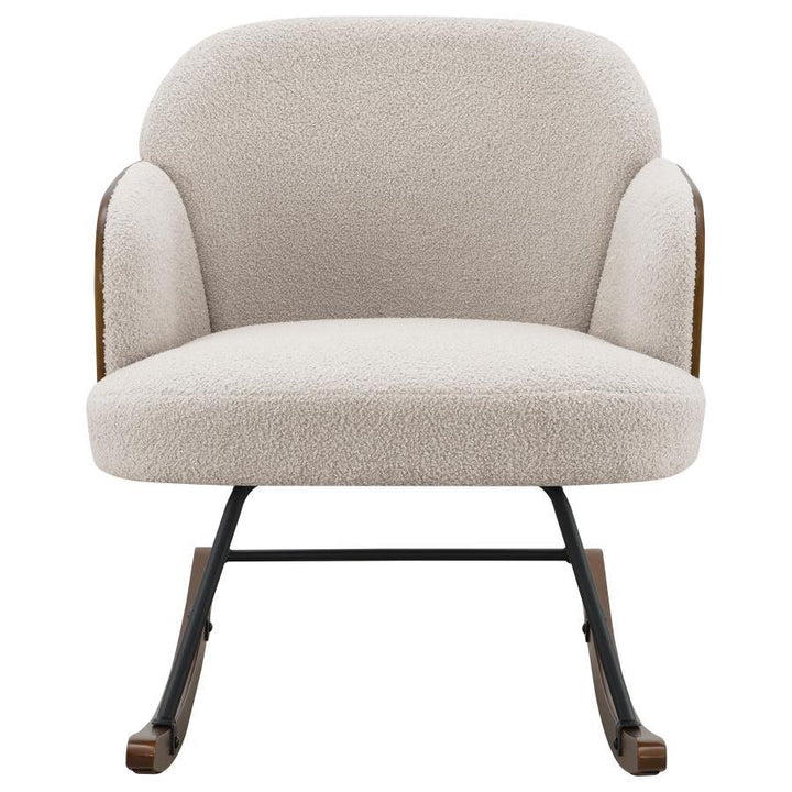 Paige - Boucle Upholstered Mid Back Rocking Chair - Beige Rocker Chair modern furniture Contempo Furniture