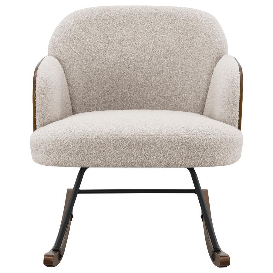 Paige - Boucle Upholstered Mid Back Rocking Chair - Beige Rocker Chair modern furniture Contempo Furniture