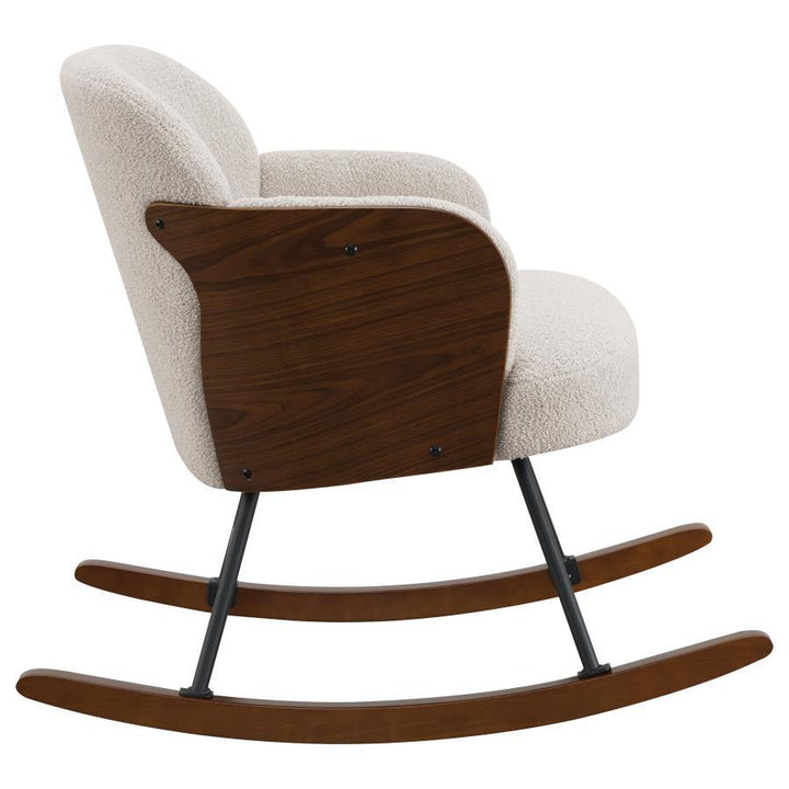 Paige - Boucle Upholstered Mid Back Rocking Chair - Beige Rocker Chair modern furniture Contempo Furniture