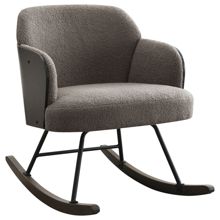 Paige - Boucle Upholstered Mid Back Rocking Chair - Taupe Rocker Chair modern furniture Contempo Furniture
