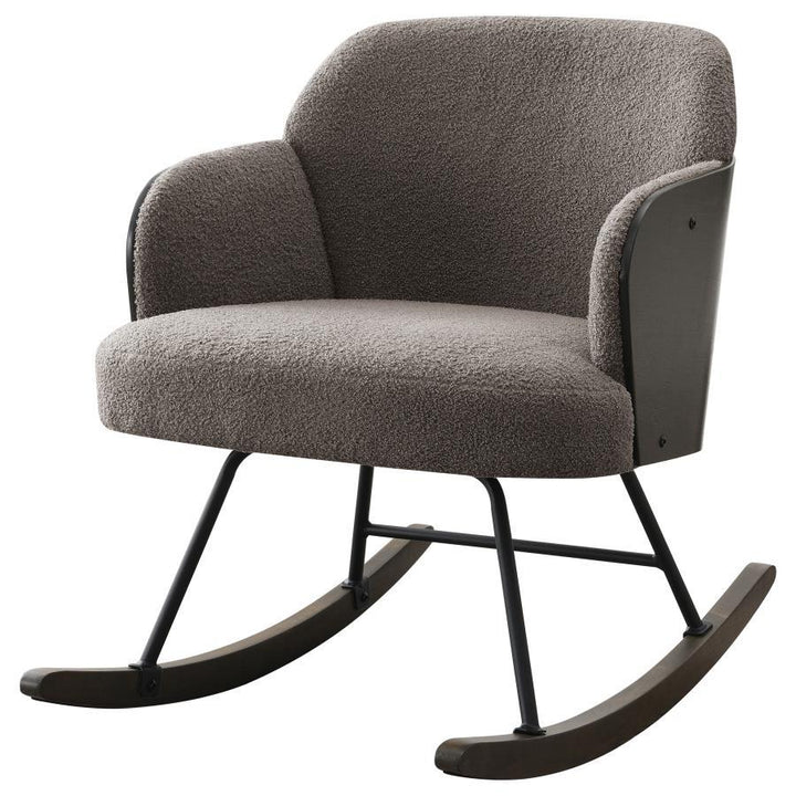 Paige - Boucle Upholstered Mid Back Rocking Chair - Taupe Rocker Chair modern furniture Contempo Furniture