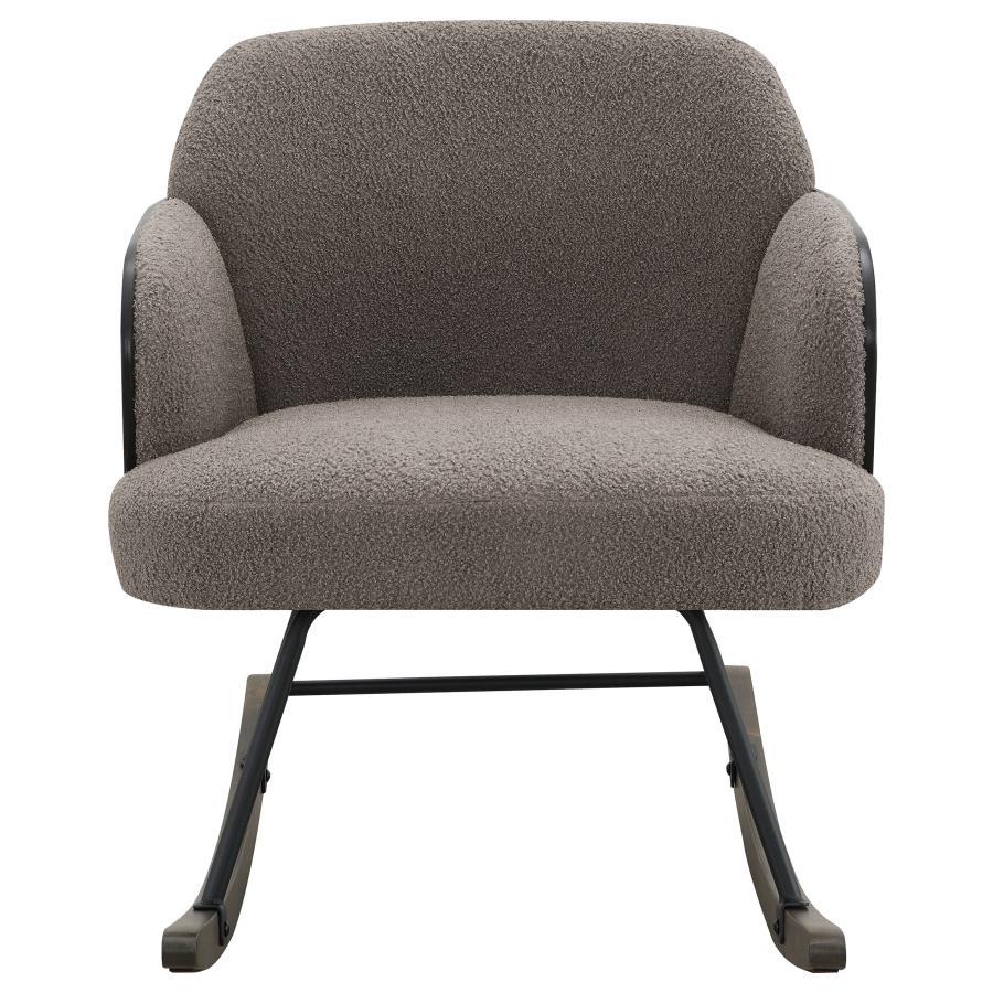 Paige - Boucle Upholstered Mid Back Rocking Chair - Taupe Rocker Chair modern furniture Contempo Furniture