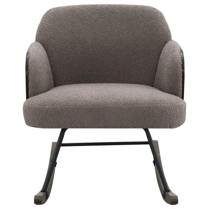 Paige - Boucle Upholstered Mid Back Rocking Chair - Taupe Rocker Chair modern furniture Contempo Furniture