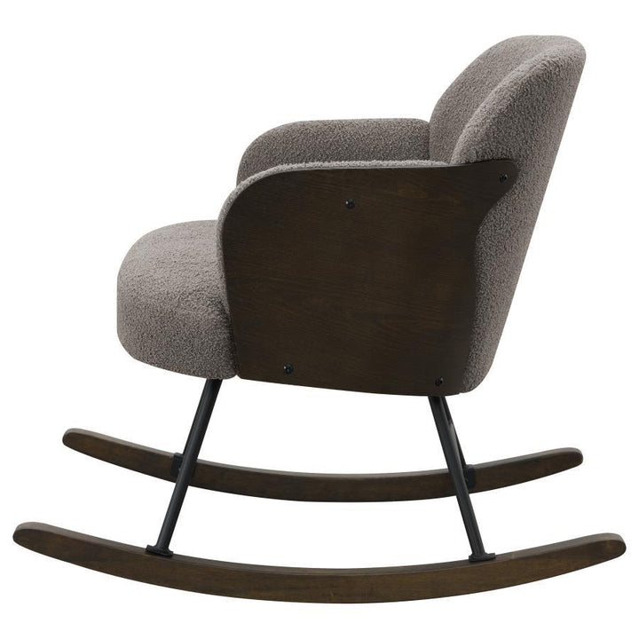 Paige - Boucle Upholstered Mid Back Rocking Chair - Taupe Rocker Chair modern furniture Contempo Furniture