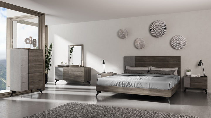 Palermo Italian Modern Faux Concrete &amp; Grey Bed