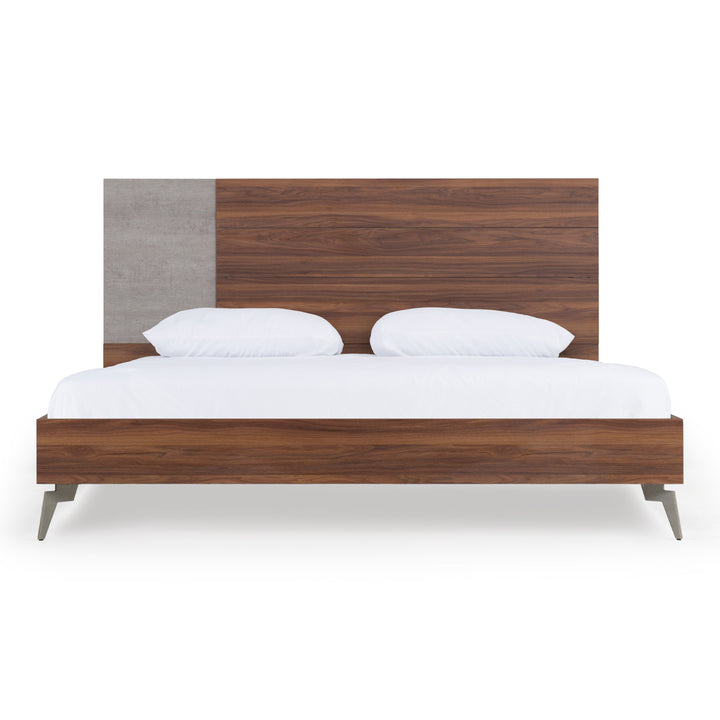 Palermo - Eastern King Modern Italian Faux Concrete &amp; Walnut Bed