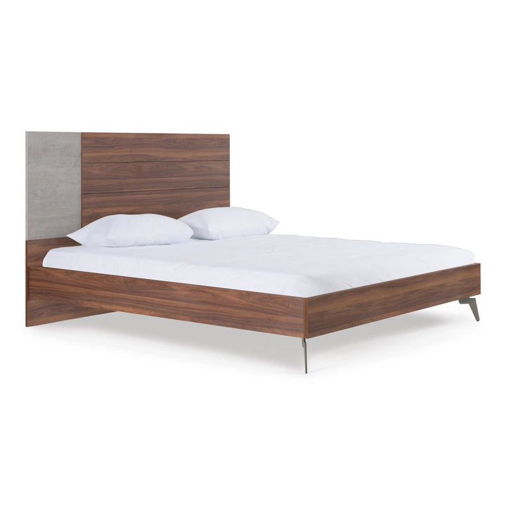 Palermo - Eastern King Modern Italian Faux Concrete &amp; Walnut Bed