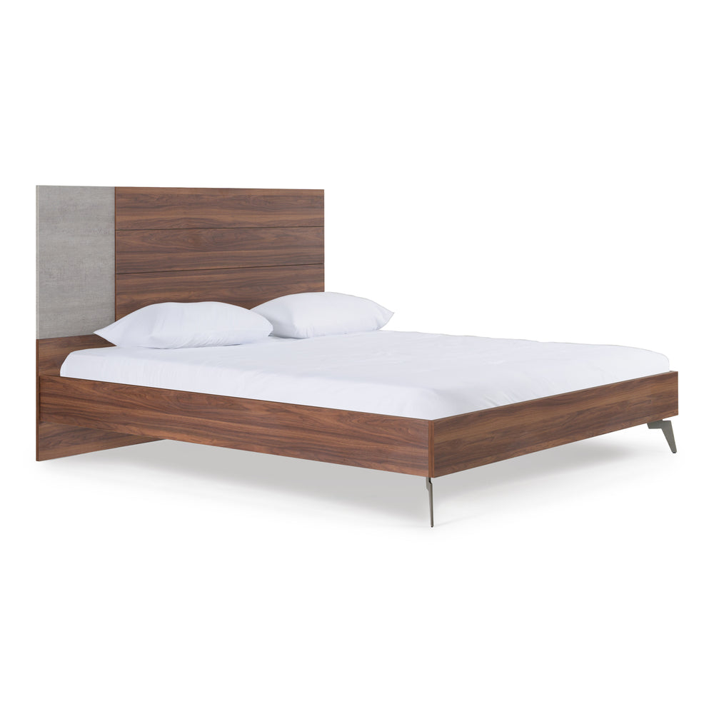 Palermo - Eastern King Modern Italian Faux Concrete & Walnut Bed - View 2