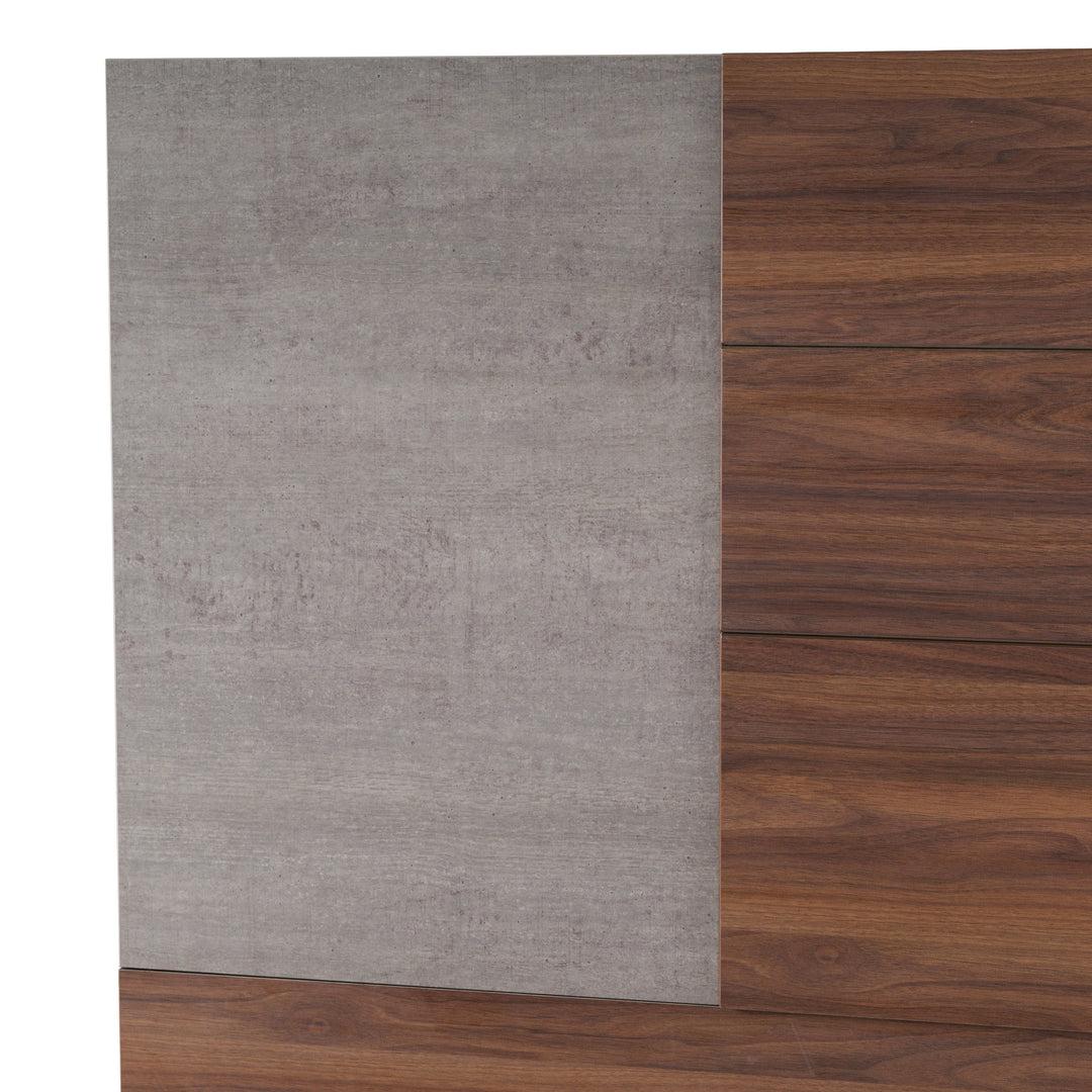 Palermo - Eastern King Modern Italian Faux Concrete & Walnut Bed