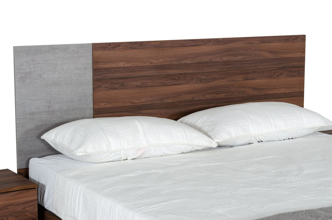 Palermo  Modern Italian Faux Concrete & Walnut Bed