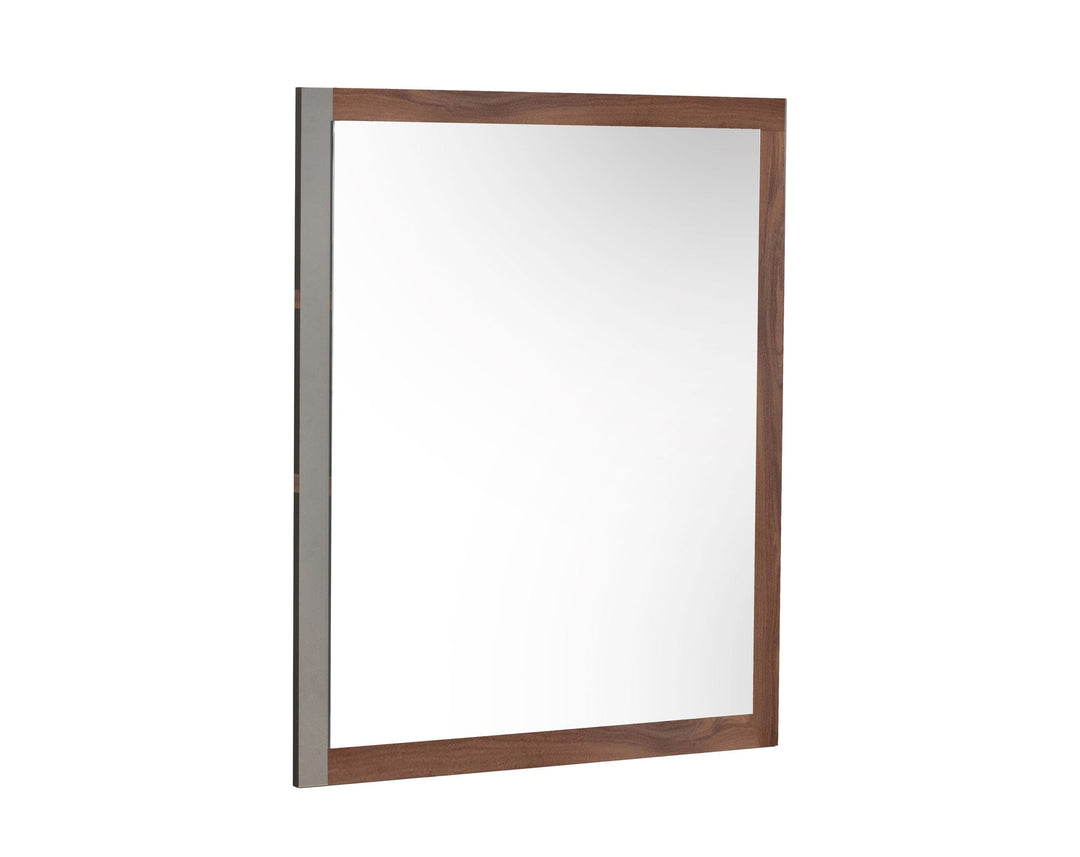 Palermo - Italian Modern Faux Concrete & Walnut Mirror