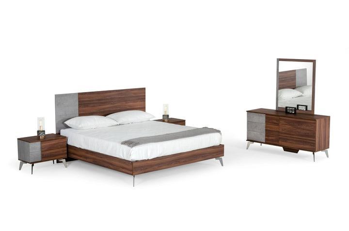 Palermo  Modern Italian Faux Concrete & Walnut Bed