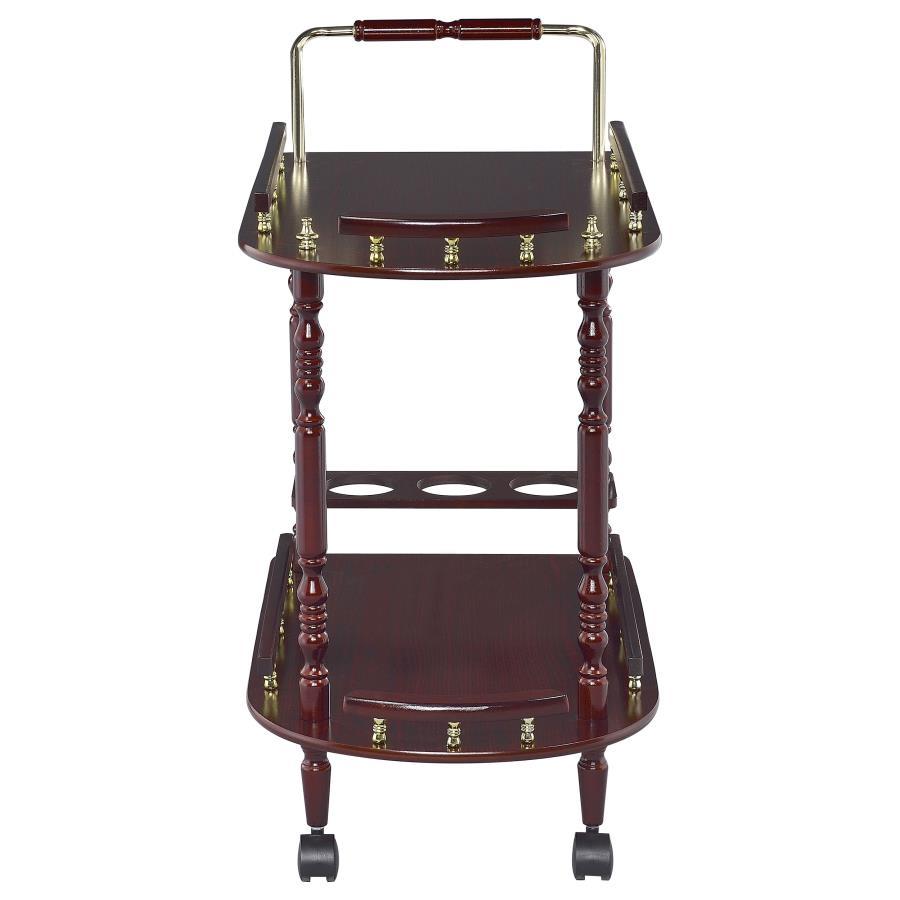 Palmer - 2 - Tier Rectangular Wood Bar Cart - Merlot Bar Cart modern furniture Contempo Furniture