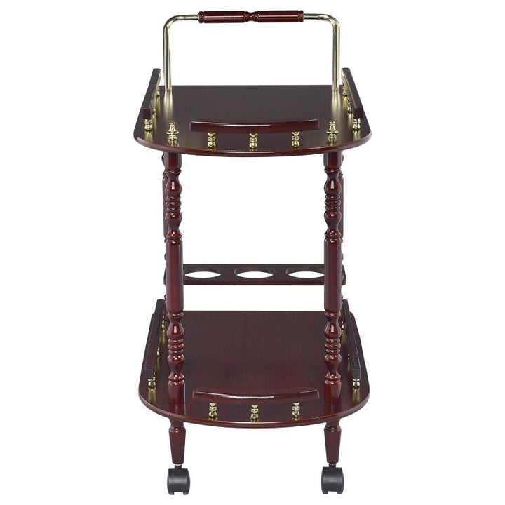 Palmer - 2 - Tier Rectangular Wood Bar Cart - Merlot Bar Cart modern furniture Contempo Furniture