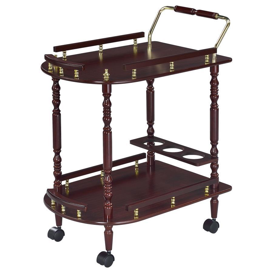 Palmer - 2 - Tier Rectangular Wood Bar Cart - Merlot Bar Cart modern furniture Contempo Furniture