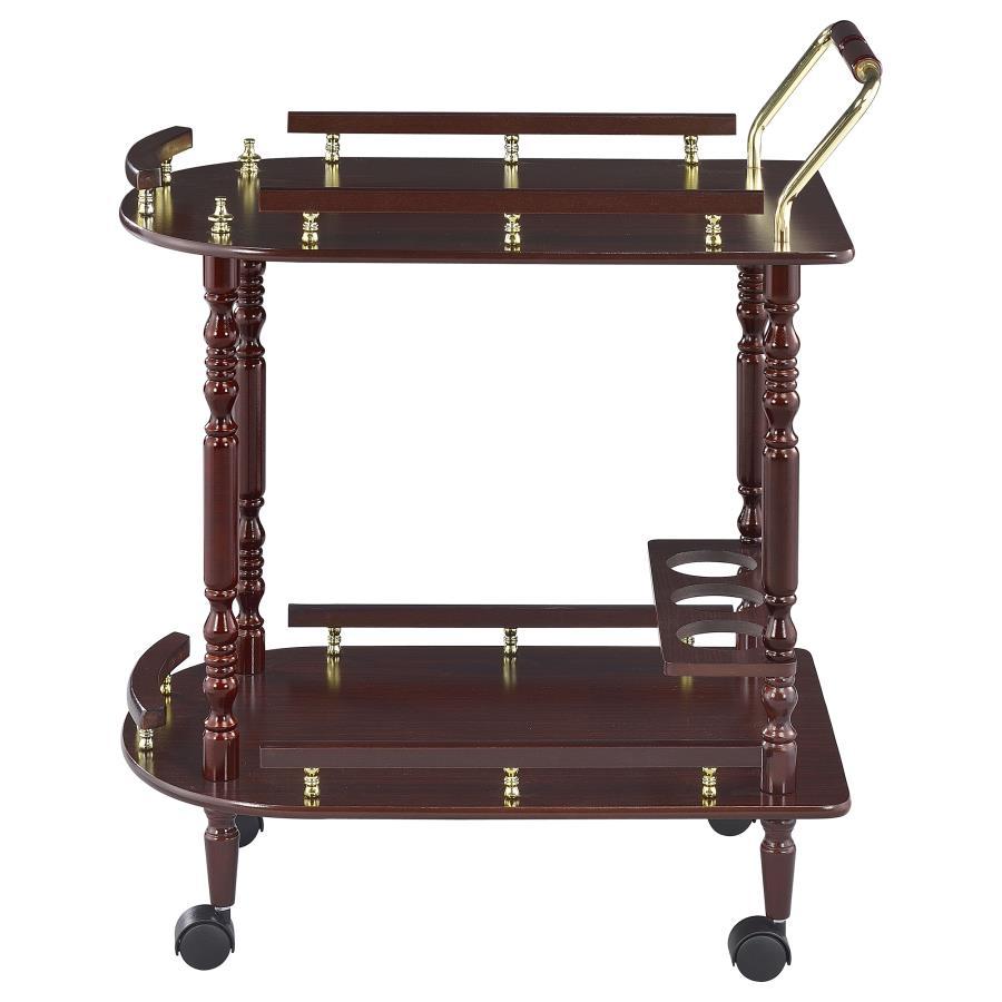 Palmer - 2 - Tier Rectangular Wood Bar Cart - Merlot Bar Cart modern furniture Contempo Furniture