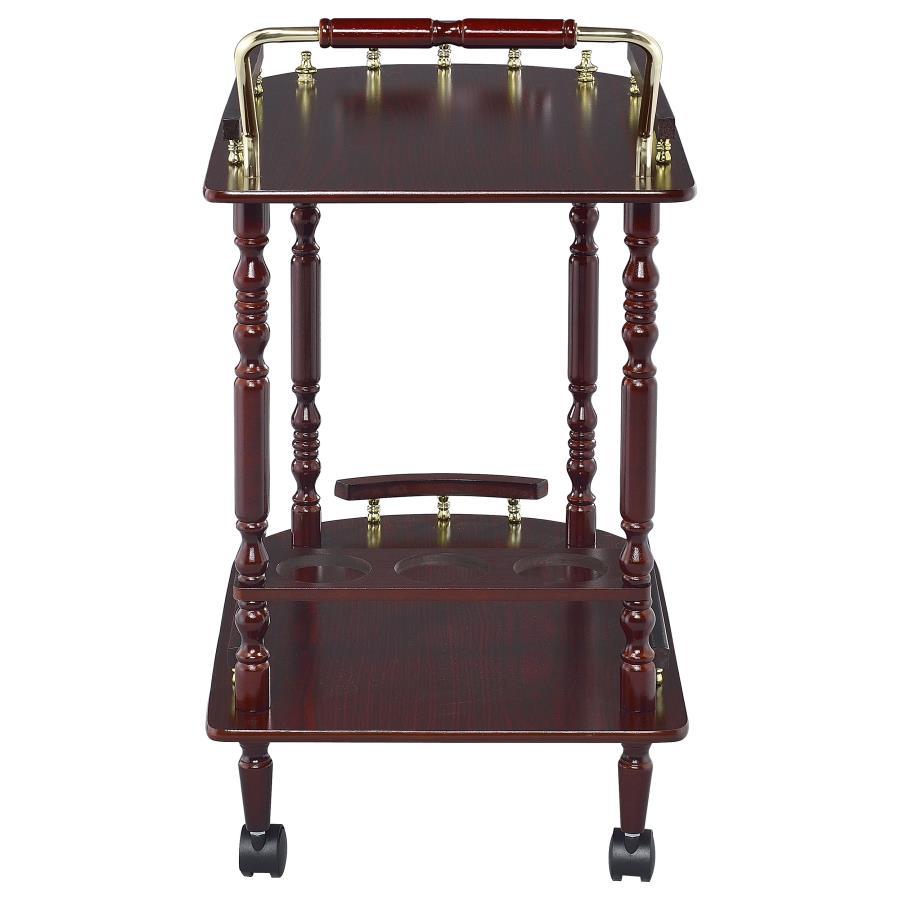 Palmer - 2 - Tier Rectangular Wood Bar Cart - Merlot Bar Cart modern furniture Contempo Furniture