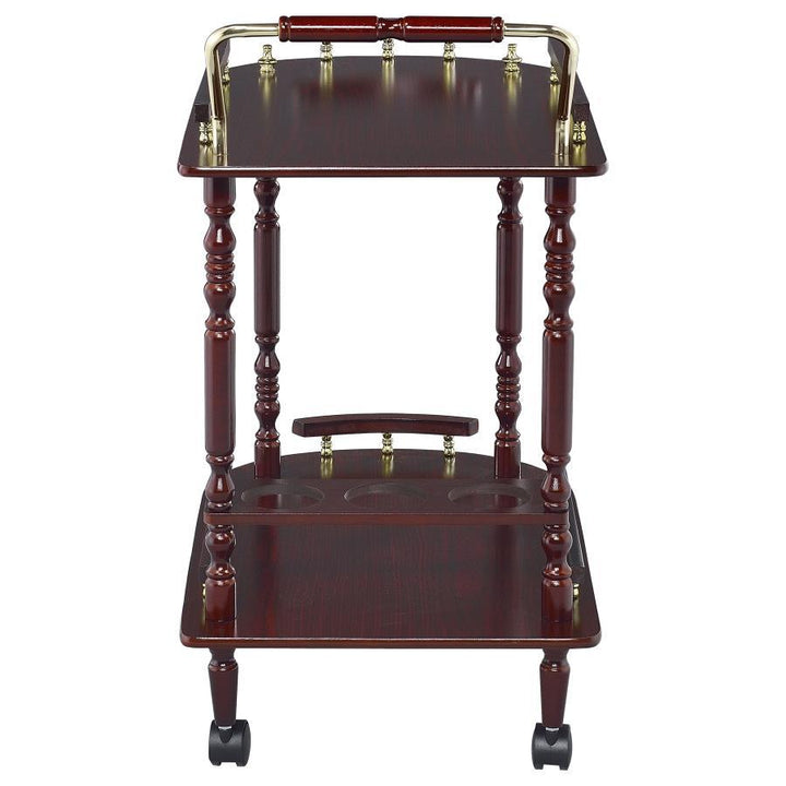 Palmer - 2 - Tier Rectangular Wood Bar Cart - Merlot Bar Cart modern furniture Contempo Furniture