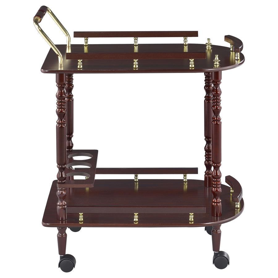 Palmer - 2 - Tier Rectangular Wood Bar Cart - Merlot Bar Cart modern furniture Contempo Furniture