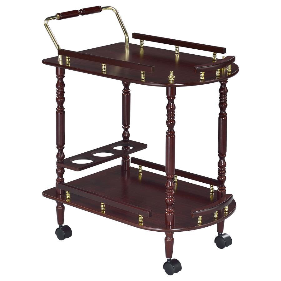 Palmer - 2 - Tier Rectangular Wood Bar Cart - Merlot Bar Cart modern furniture Contempo Furniture