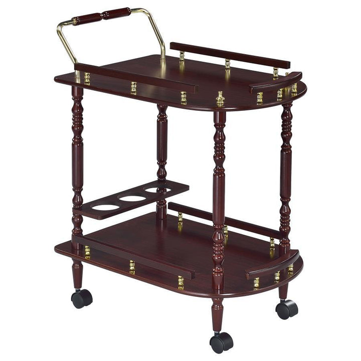 Palmer - 2 - Tier Rectangular Wood Bar Cart - Merlot Bar Cart modern furniture Contempo Furniture