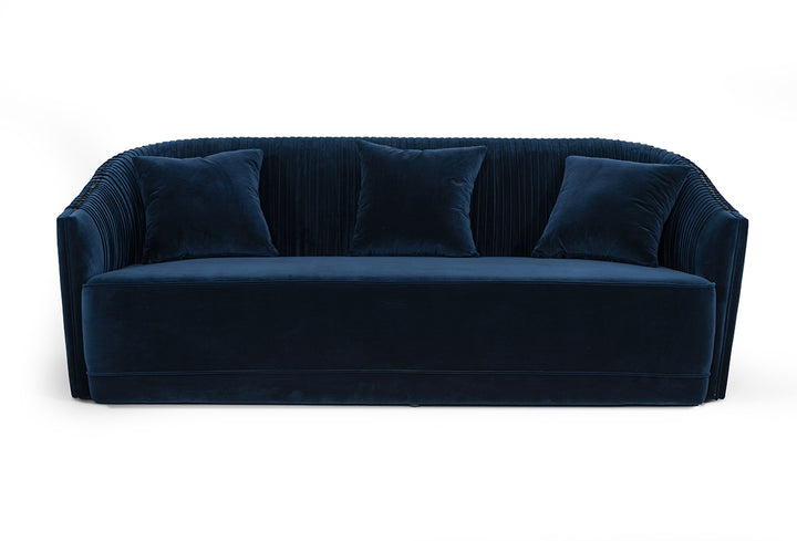Palomar Modern Blue Velvet  and  Brass Sofa