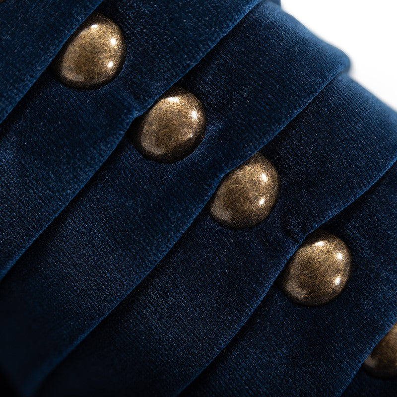 Palomar Modern Blue Velvet & Brass Sofa