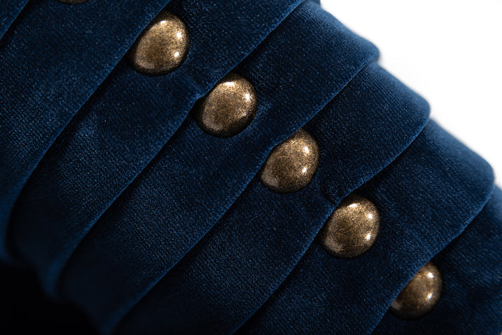 Palomar Modern Blue Velvet  and  Brass Sofa