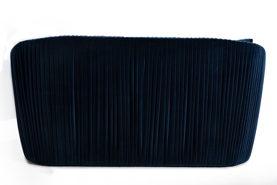 Palomar Modern Blue Velvet  and  Brass Sofa