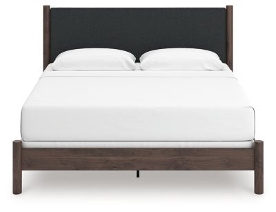 Pamytta King Upholstered Panel Bed - Dark Brown Upholstered Bed modern furniture Contempo Furniture