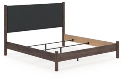 Pamytta King Upholstered Panel Bed - Dark Brown Upholstered Bed modern furniture Contempo Furniture