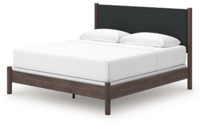 Pamytta King Upholstered Panel Bed - Dark Brown Upholstered Bed modern furniture Contempo Furniture