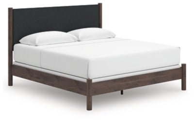 Pamytta King Upholstered Panel Bed - Dark Brown Upholstered Bed modern furniture Contempo Furniture
