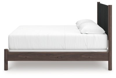 Pamytta King Upholstered Panel Bed - Dark Brown Upholstered Bed modern furniture Contempo Furniture