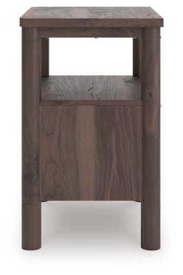 Pamytta Nightstand - Dark Brown Nightstand w/ Charging Station modern furniture Contempo Furniture