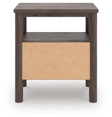 Pamytta Nightstand - Dark Brown Nightstand w/ Charging Station modern furniture Contempo Furniture