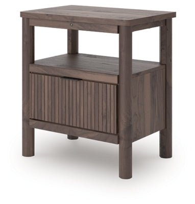 Pamytta Nightstand - Dark Brown Nightstand w/ Charging Station modern furniture Contempo Furniture