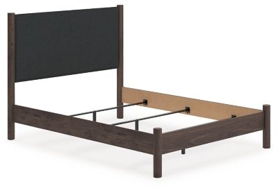 Pamytta Queen Upholstered Panel Bed - Dark Brown Upholstered Bed modern furniture Contempo Furniture